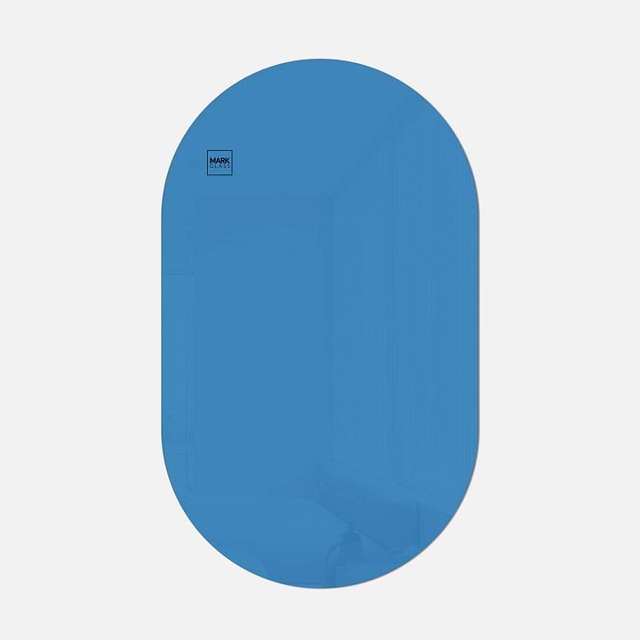 Стеклянная магнитно-маркерная доска MG Oval, 60х100 см, цвет голубой, ral 5012