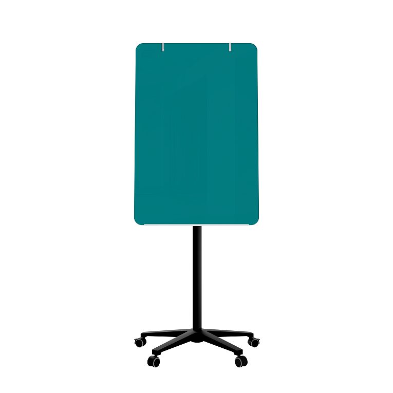 картинка Мобильная стеклянная маркерная доска MG Flipchart Base, цвет бирюза, ral 5021 от магазина MarkGlass