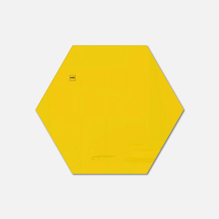 картинка Стеклянная магнитно-маркерная доска MG Honeycomb, 80 см, цвет желтый, ral 1023 от магазина MarkGlass