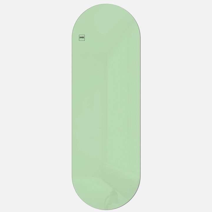Стеклянная магнитно-маркерная доска MG Oval, 60х180 см, цвет светло-зеленый, ral 6019