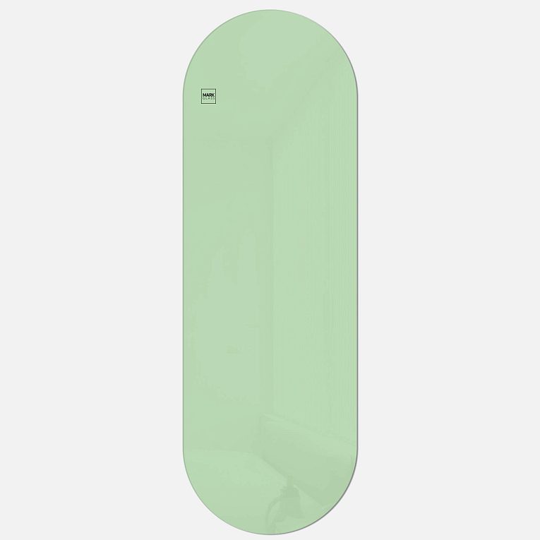 картинка Стеклянная магнитно-маркерная доска MG Oval, 60х180 см, цвет светло-зеленый, ral 6019 от магазина MarkGlass