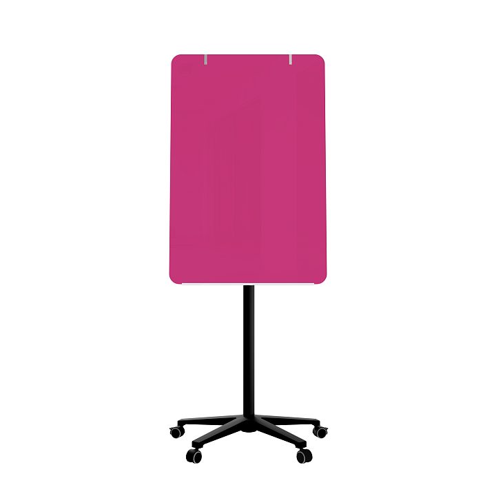 Мобильная стеклянная маркерная доска MG Flipchart Base, цвет ярко-розовый , ral 4010