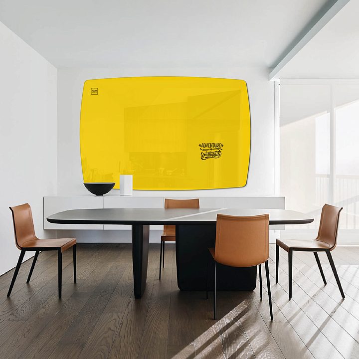 Стеклянная магнитно-маркерная доска MG Plump, 120х200 см, цвет желтый, ral 1023