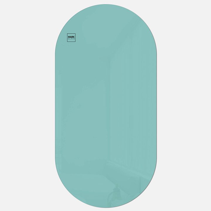 Стеклянная магнитно-маркерная доска MG Oval, 60х120 см, цвет мятный, ral 6027