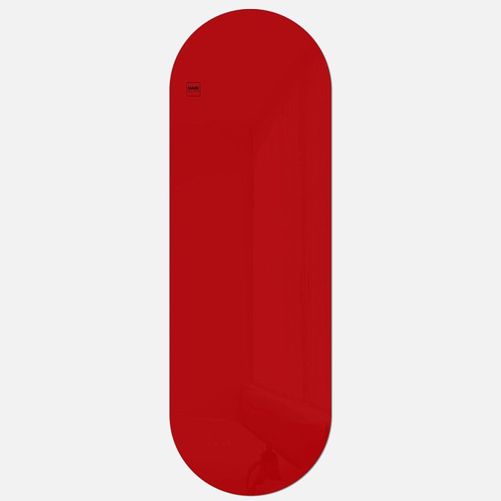 Стеклянная магнитно-маркерная доска MG Oval, 60х180 см, цвет красный, ral 3001