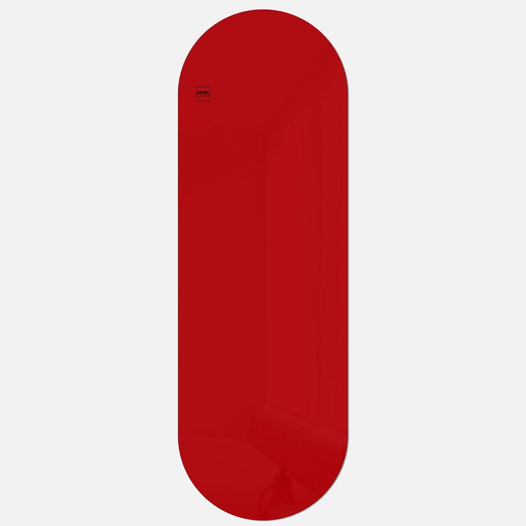 картинка Стеклянная магнитно-маркерная доска MG Oval, 60х180 см, цвет красный, ral 3001 от магазина MarkGlass