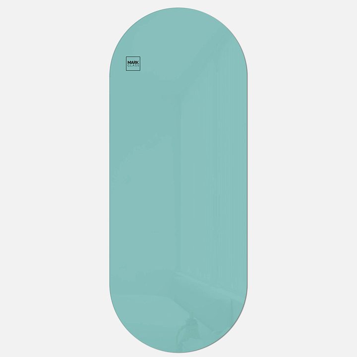 Стеклянная магнитно-маркерная доска MG Oval, 60х150 см, цвет мятный, ral 6027