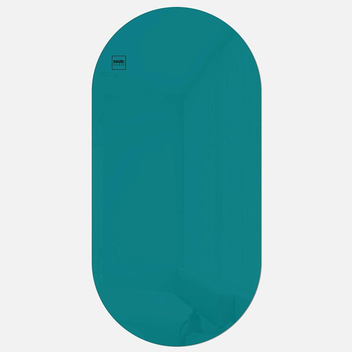 Стеклянная магнитно-маркерная доска MG Oval, 60х120 см, цвет бирюза, ral 5021