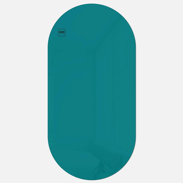 картинка Стеклянная магнитно-маркерная доска MG Oval, 60х120 см, цвет бирюза, ral 5021 от магазина MarkGlass